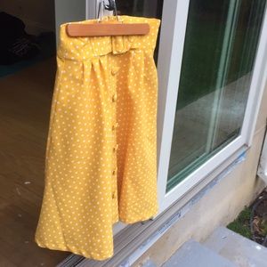 Polka-dot love A-line midi skirt in yellow!